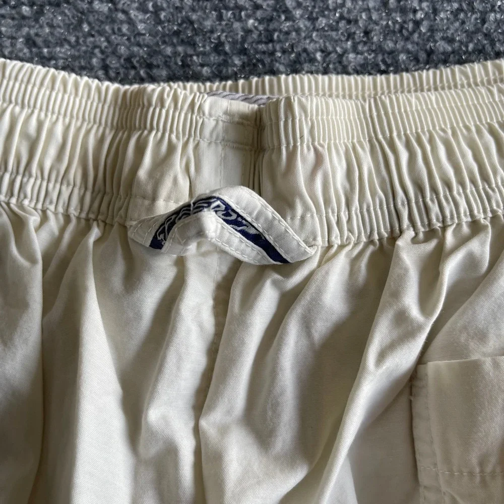 Speedo Mens Vintage Swim Trunks Cream Navy Blue Side‎ Stripe Mesh Liner Large